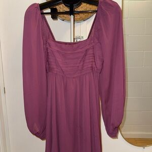 Abercrombie & Fitch Long-Sleeve Square Neck Dress in Mauve